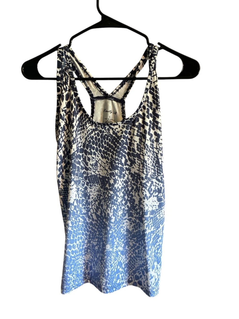 Blue and White Athletic Racerback Tank
